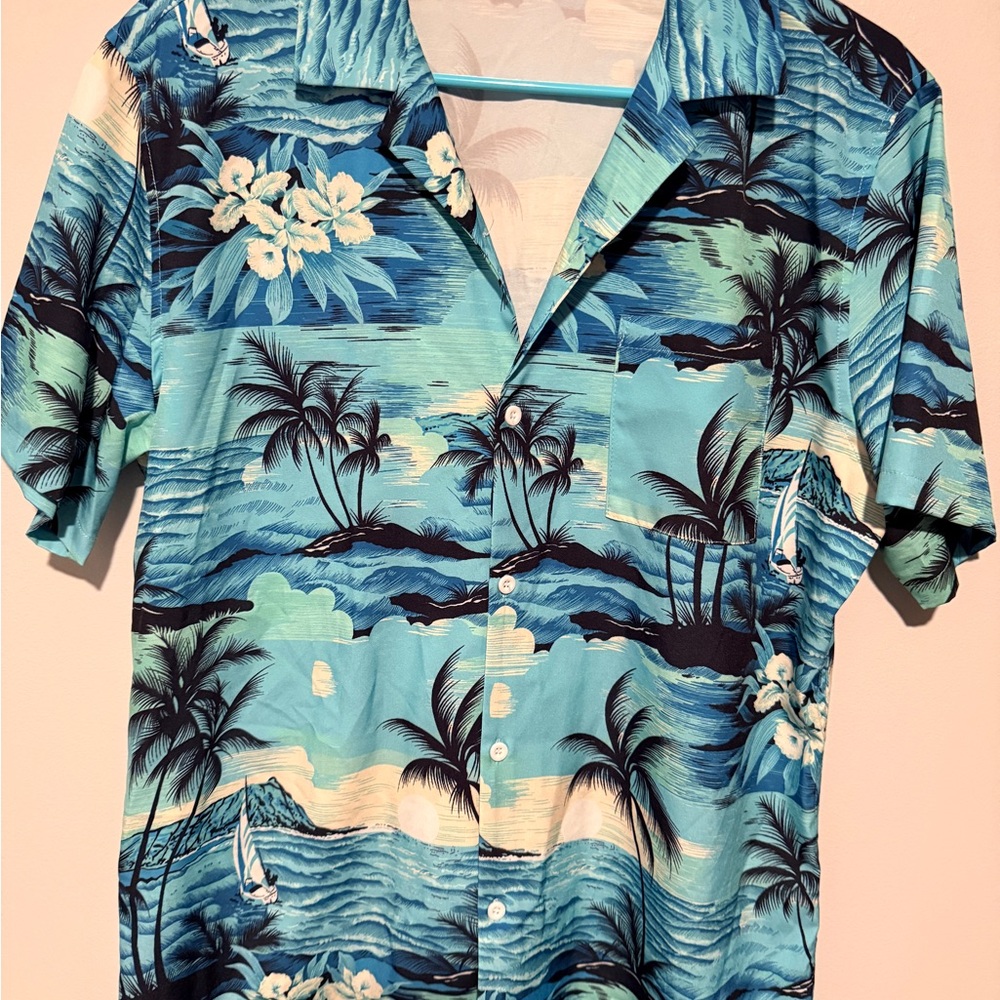 Ocean Breeze Blue Hawaiian Shirt
